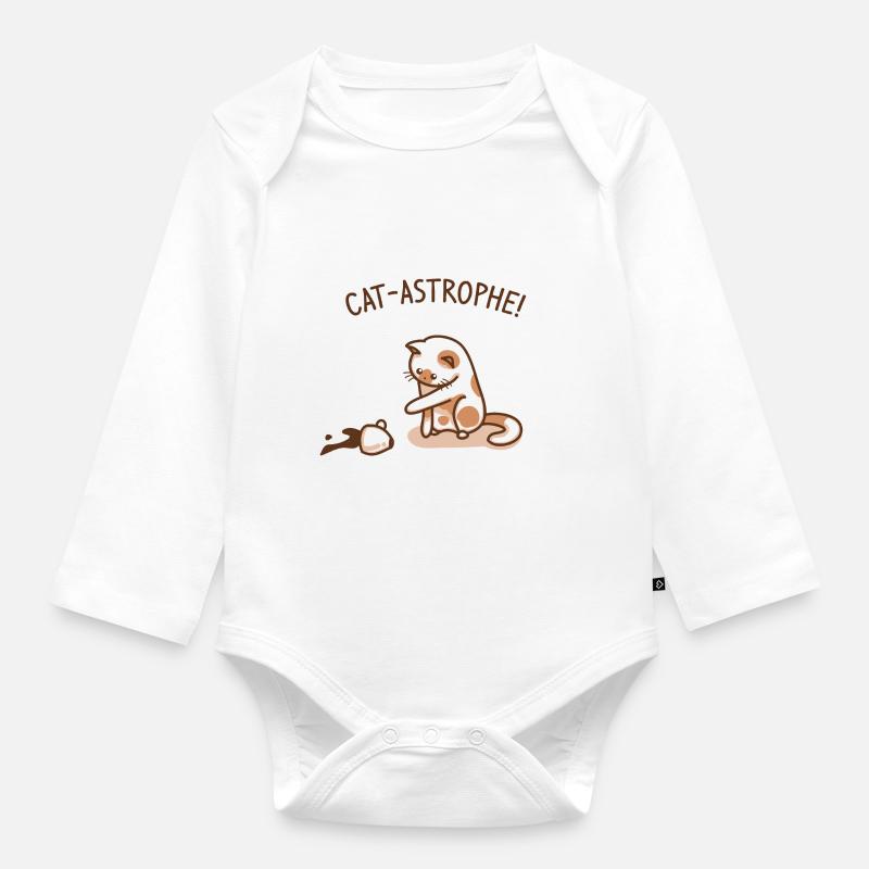 | catastrophe de chat Drôle de chaton - Body Bébé bio manches longues - blanc
