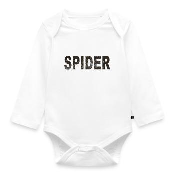 Spider word with graphic - Organic Longsleeve Baby Bodysuit - white - Front