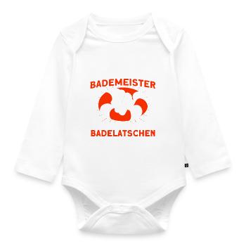 Bademeister Schwimmbad Lifeguard Rettungsschwimmer - Baby Bio-Langarm-Body - Weiß - Vorne