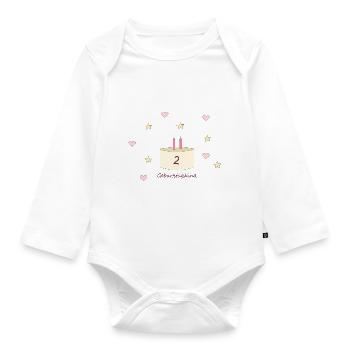 Geburtstagskind Zweiter Geburtstag - Baby Bio-Langarm-Body - Weiß - Vorne