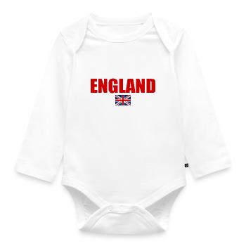 ENGLAND ENGLISH BRITISH FLAG - Organic Longsleeve Baby Bodysuit - white - Front