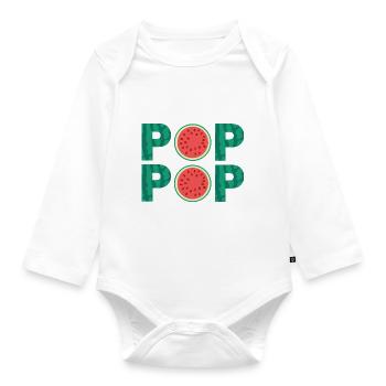Watermelon Poppop - Baby Bio-Langarm-Body - Weiß - Vorne