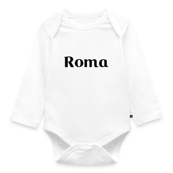 Roma - Black writing - Organic Longsleeve Baby Bodysuit - white - Front