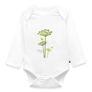 Silhouette of blooming fennel - Organic Longsleeve Baby Bodysuit - white - Front