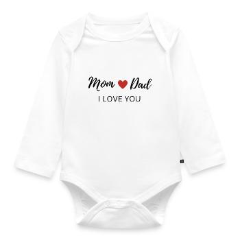 J’aime maman et papa - Body Bébé bio manches longues - blanc - Devant