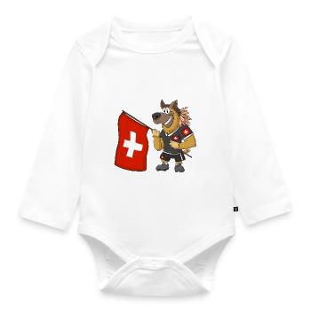 Chien rasta suisse - Body Bébé bio manches longues - blanc - Devant