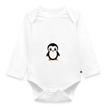 Pinguin im Schnee Schneeflocke Weihnachten - Baby Bio-Langarm-Body - Weiß - Vorne