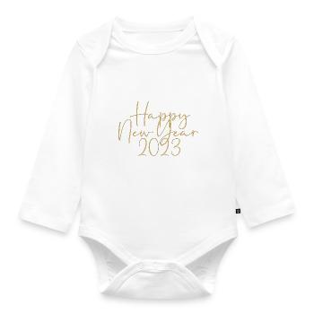Happy New Year,Happy New Year,Gold,New Year's Eve - Organic Longsleeve Baby Bodysuit - white - Front
