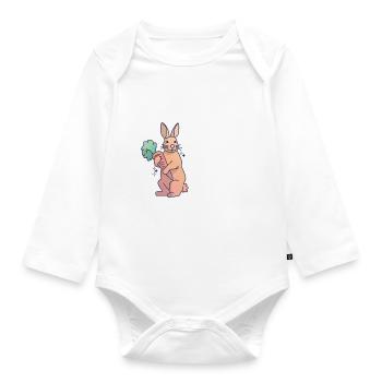 Cadeau végétalien de carotte de lapin en bonne santé - Body Bébé bio manches longues - blanc - Devant