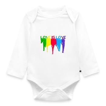 love is love ,Farbe,LGBT,Regenbogen, bunt - Baby Bio-Langarm-Body - Weiß - Vorne
