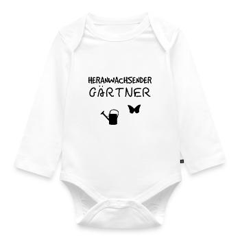 Heranwachsender Gärtner Geschenk Geburt Garten - Baby Bio-Langarm-Body - Weiß - Vorne