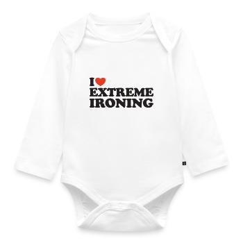 I love Extreme Ironing Heart Shirt - Organic Longsleeve Baby Bodysuit - white - Front