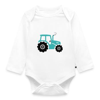 Kinder-Traktor - Baby Bio-Langarm-Body - Weiß - Vorne