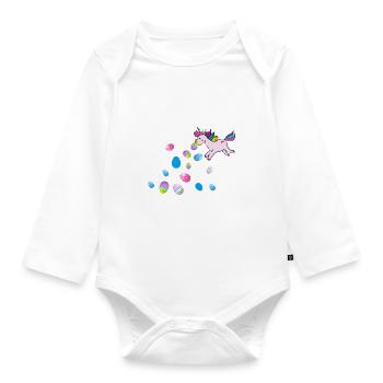 kotzendes einhorn,einhorn,ostern,ostereier - Baby Bio-Langarm-Body - Weiß - Vorne