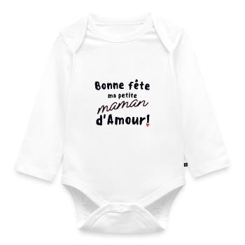 T shirt enfant body bébé fête des mères maman - Body Bébé bio manches longues - blanc - Devant