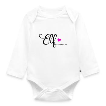 Elfter Geburtstag 11 Mädchen Eleven Herz Elf Jahre - Baby Bio-Langarm-Body - Weiß - Vorne