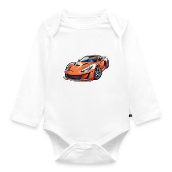 Flammender Sportwagen - Baby Bio-Langarm-Body - Weiß - Vorne