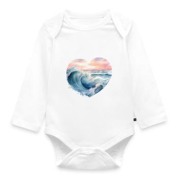 Welle Meer - Baby Bio-Langarm-Body - Weiß - Vorne