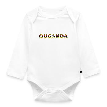 Uganda Flag - Organic Longsleeve Baby Bodysuit - white - Front