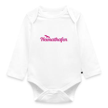 Heimathafen - Küste - Nordsee - Ostsee - Strand - Baby Bio-Langarm-Body - Weiß - Vorne