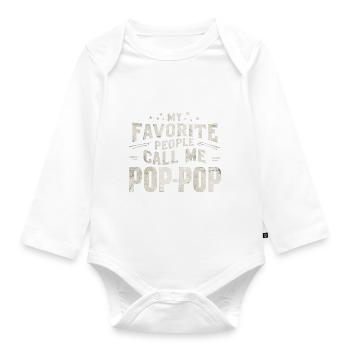 Mes personnes préférées m’appellent Pop-Pop pour la fête des pères - Body Bébé bio manches longues - blanc - Devant