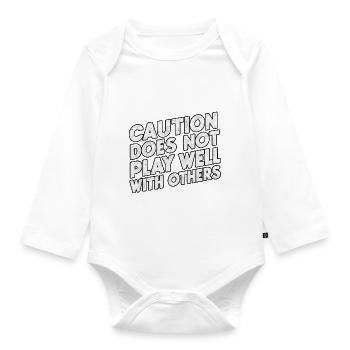 Caution Does Not Play Well With Others 94 - Organic Longsleeve Baby Bodysuit - white - Front