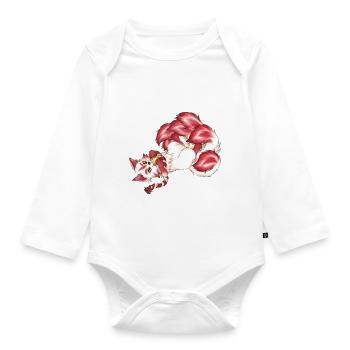 Kitsune Fuchs Fuchsgeist Inari Japan Mythologie - Baby Bio-Langarm-Body - Weiß - Vorne