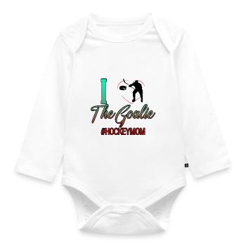 I Love The Goalie #hockeymom 4 - Baby Bio-Langarm-Body - Weiß - Vorne
