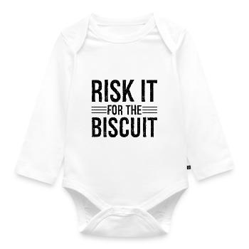 risk it for the biscuit - Organic Longsleeve Baby Bodysuit - white - Front