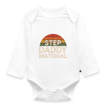 Step Daddy Material 18 - Baby Bio-Langarm-Body - Weiß - Vorne