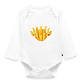 Tüte Pommes Frites Kostümersatz Verkleidung - Baby Bio-Langarm-Body - Weiß - Vorne