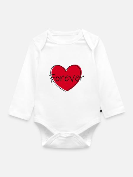 rotes Herz rot Herzen rot Herz Geschenk - Baby Bio-Langarm-Body - Weiß