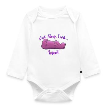 Baby-Alltag: Essen, Schlafen, Pupsen, Wiederholen! - Baby Bio-Langarm-Body - Weiß - Vorne
