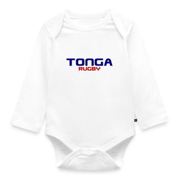 Tonga Rugby Logo - Pacifique - Polynésie - Mers du Sud - Body Bébé bio manches longues - blanc - Devant