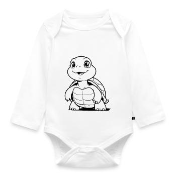Niedliche Schildkroete als Vektorgrafik - Baby Bio-Langarm-Body - Weiß - Vorne