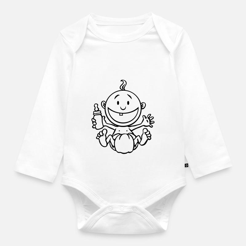 Le bébé rit. - Body Bébé bio manches longues - blanc