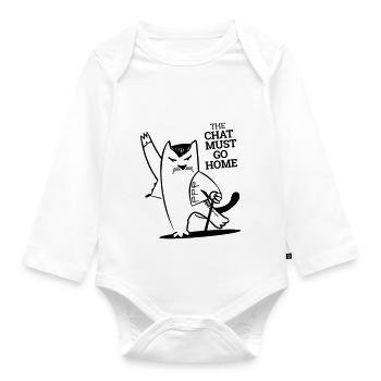Chat Must Go Home - Body Bébé bio manches longues - blanc - Devant