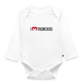 I love Frenchies - Organic Longsleeve Baby Bodysuit - white - Front