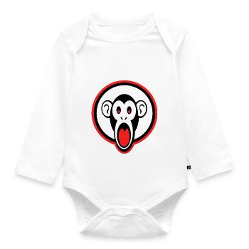 shocked monkey - Organic Longsleeve Baby Bodysuit - white - Front