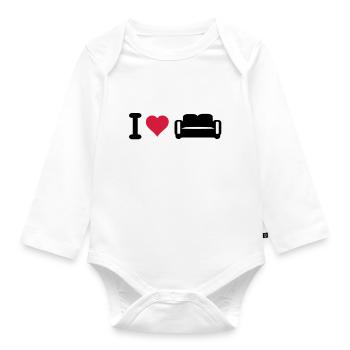 Ich liebe Couch - Baby Bio-Langarm-Body - Weiß - Vorne