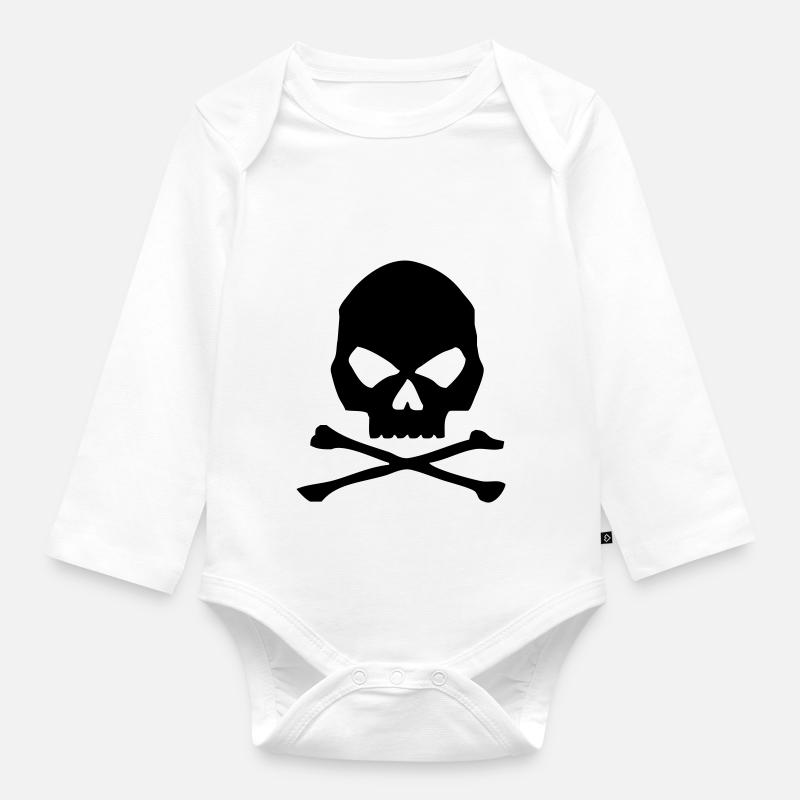 Skull and bones - Body Bébé bio manches longues - blanc
