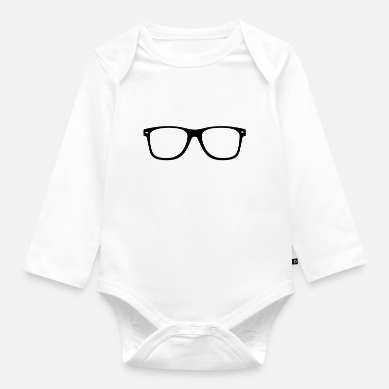 Geek - nerd - verres - Body Bébé bio manches longues - blanc
