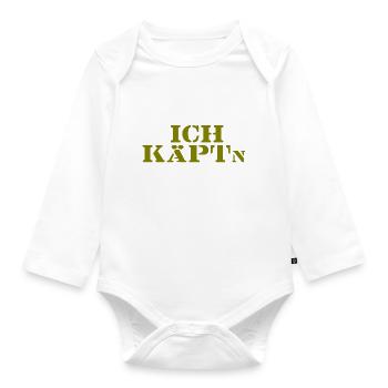 Lustige Sprüche Käptn Kapitän Segeln - Baby Bio-Langarm-Body - Weiß - Vorne