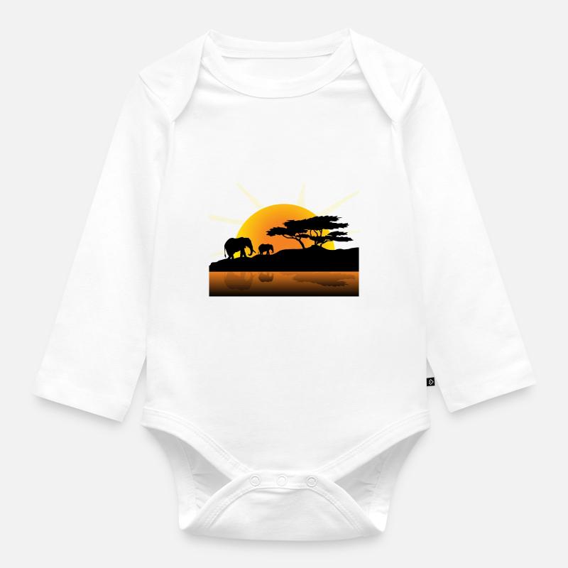 Afrique - Body Bébé bio manches longues - blanc