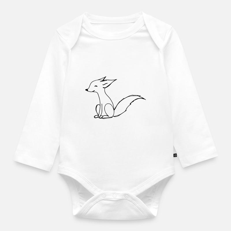 Illustration de renard mignon - Body Bébé bio manches longues - blanc