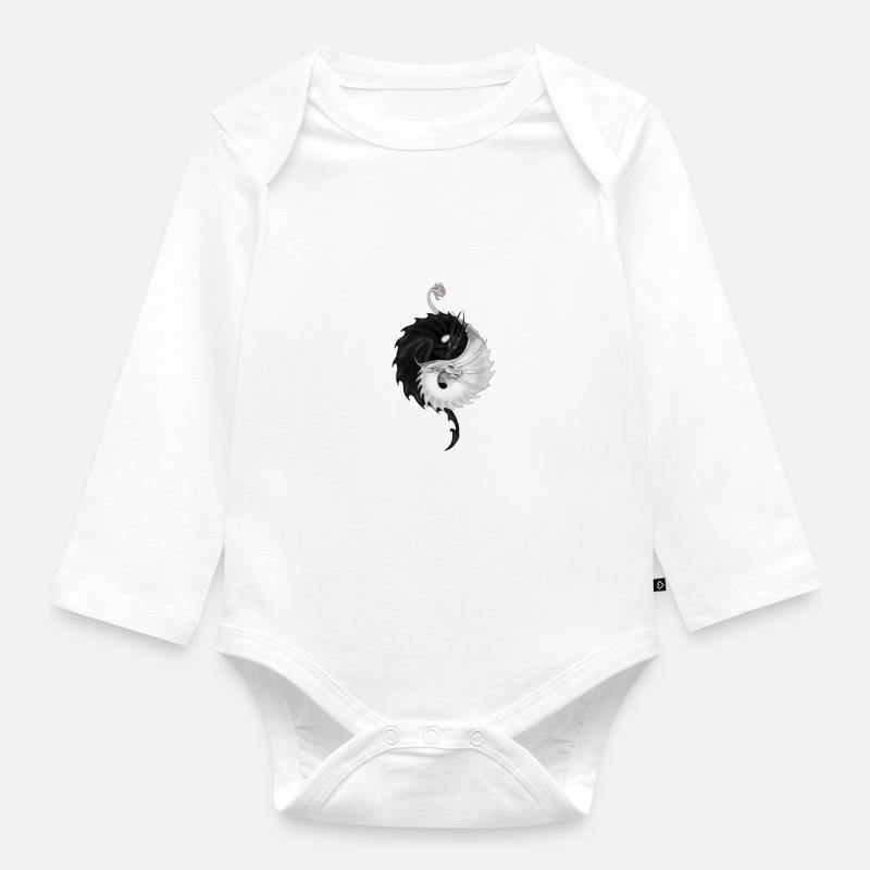 Yin Yang Drachen - Baby Bio-Langarm-Body - Weiß