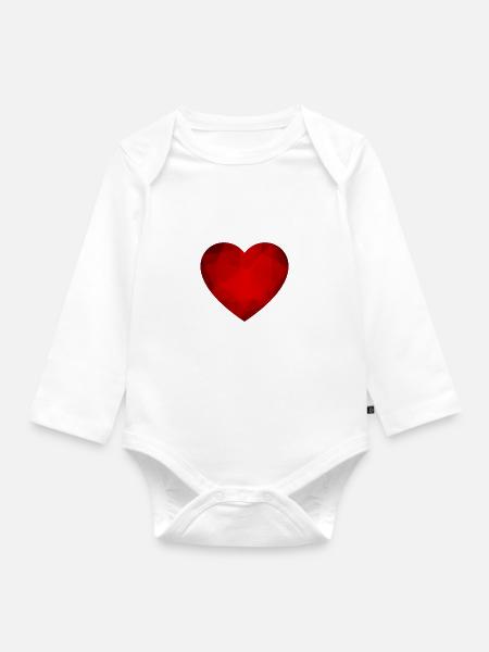 Rotes Herz - Baby Bio-Langarm-Body - Weiß