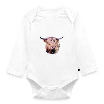 Highland Rind - Baby Bio-Langarm-Body - Weiß - Vorne