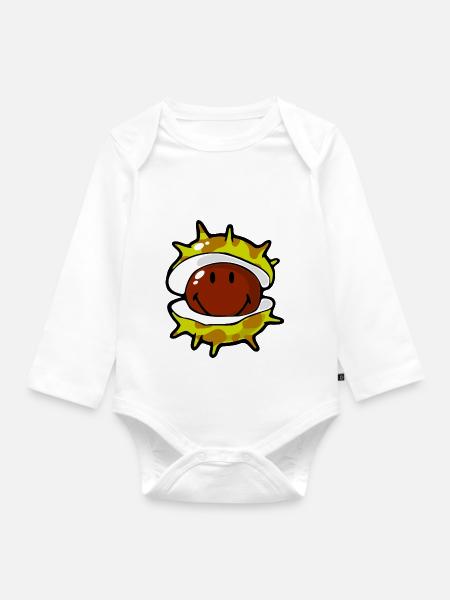 Smiley Conker - Baby Bio-Langarm-Body - Weiß