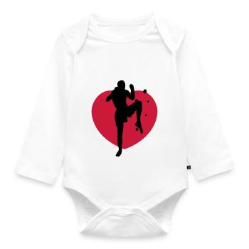 muay thai - Organic Longsleeve Baby Bodysuit - white - Front